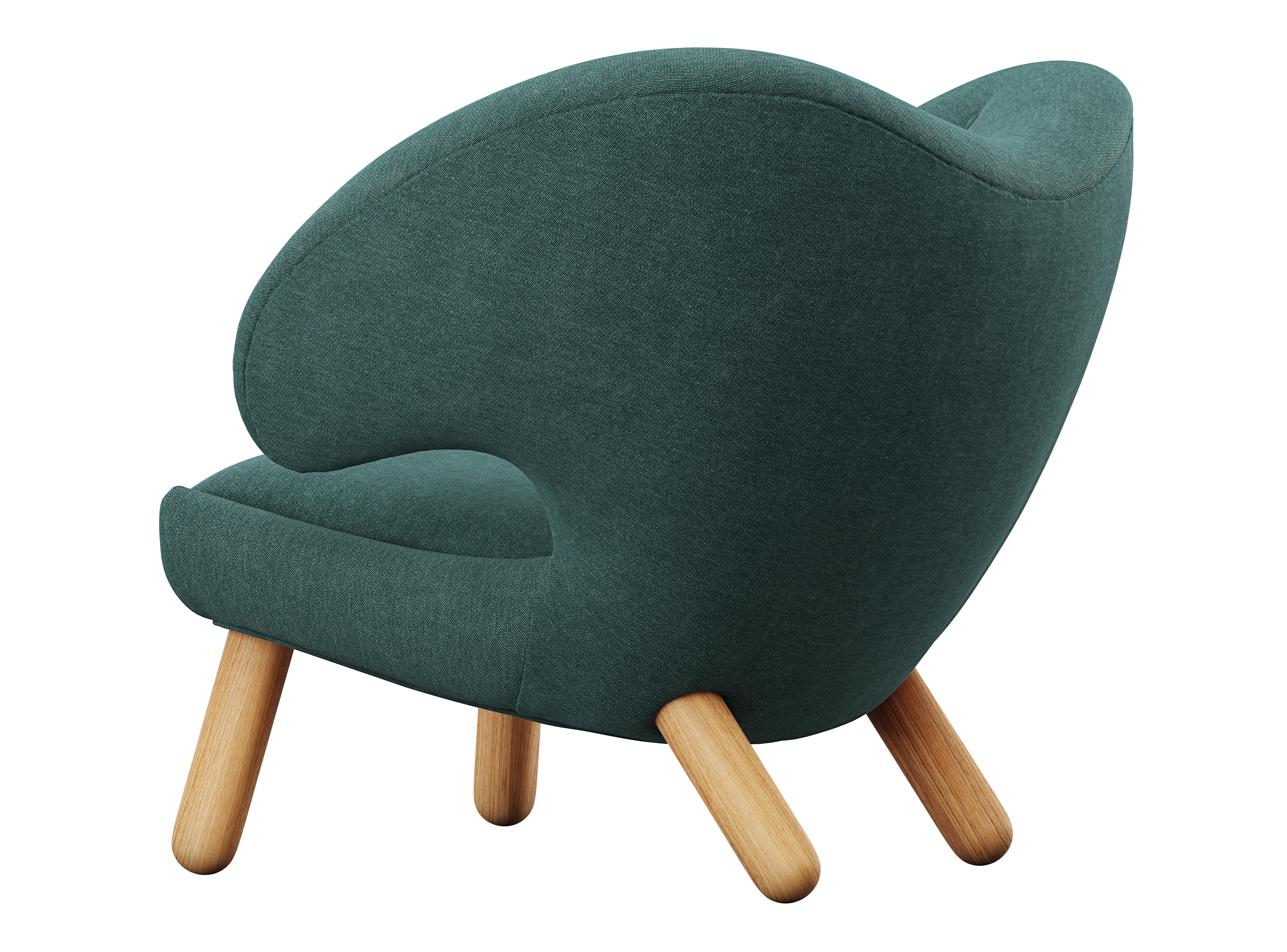 Modern Set of Two Finn Juhl Pelican Chairs Upholstered in Wood and Fabric