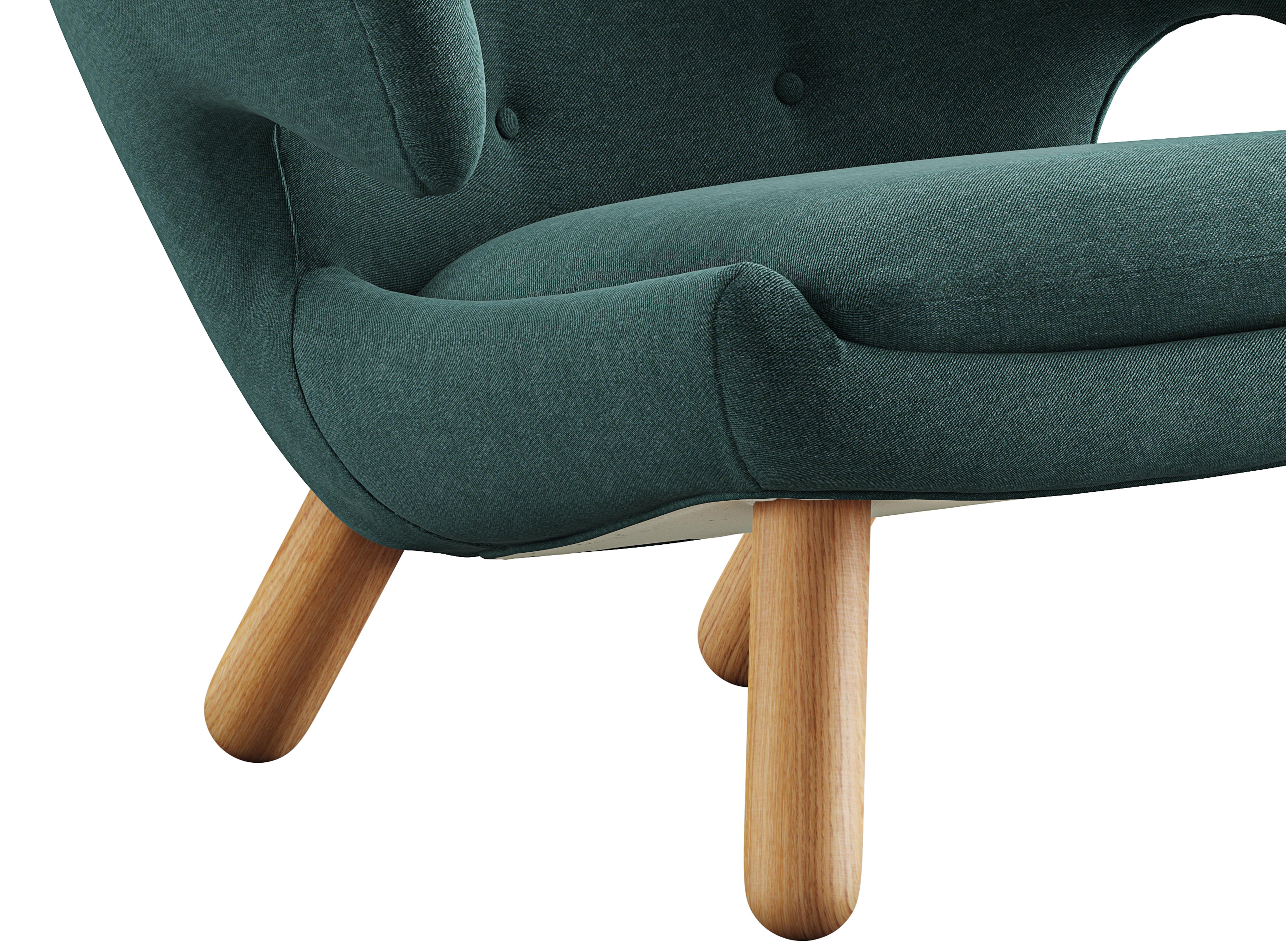 Contemporary Set of Two Finn Juhl Pelican Chairs Upholstered in Wood and Fabric