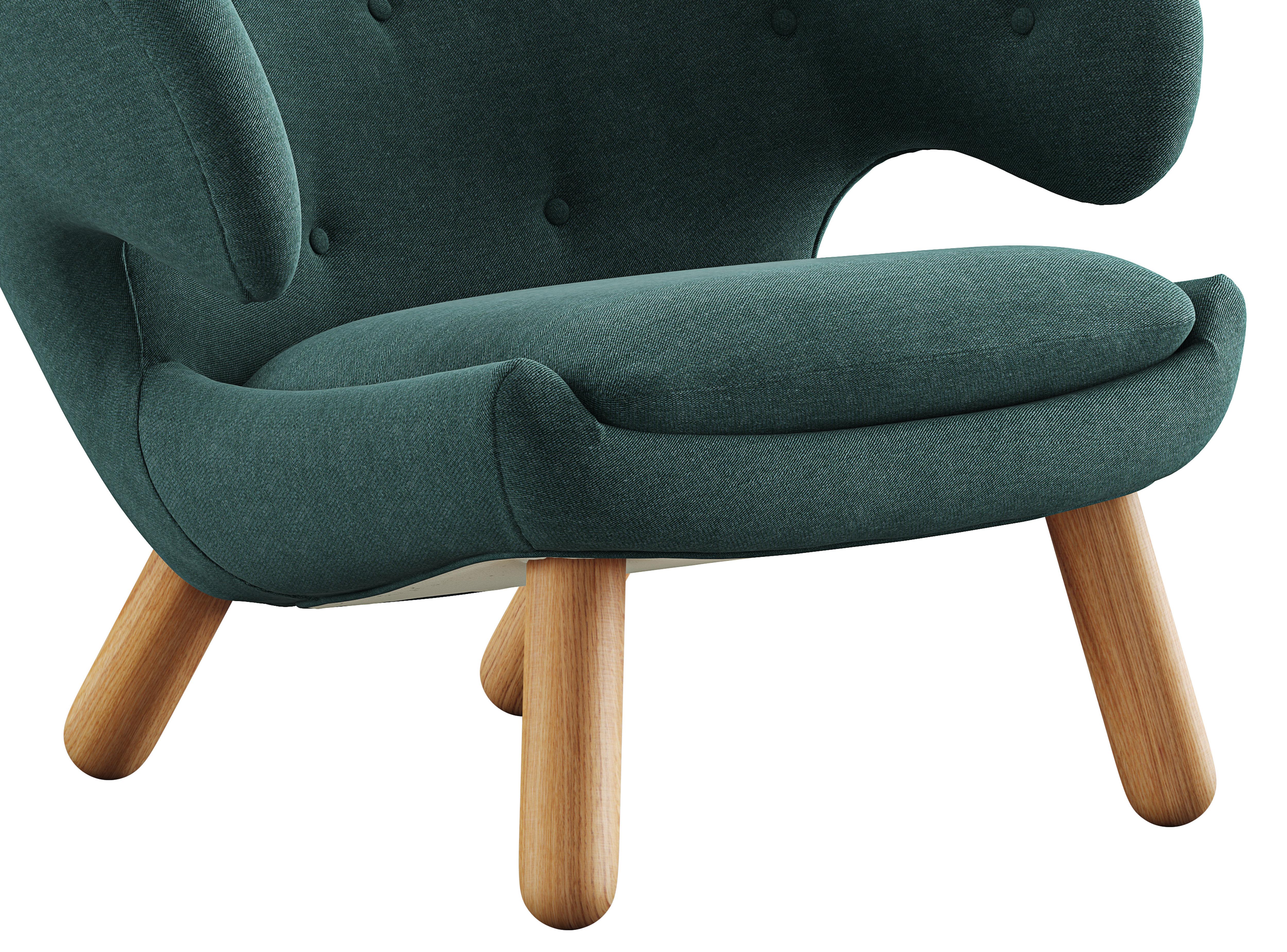 Contemporary Set of Two Finn Juhl Pelican Chairs Upholstered in Wood and Fabric