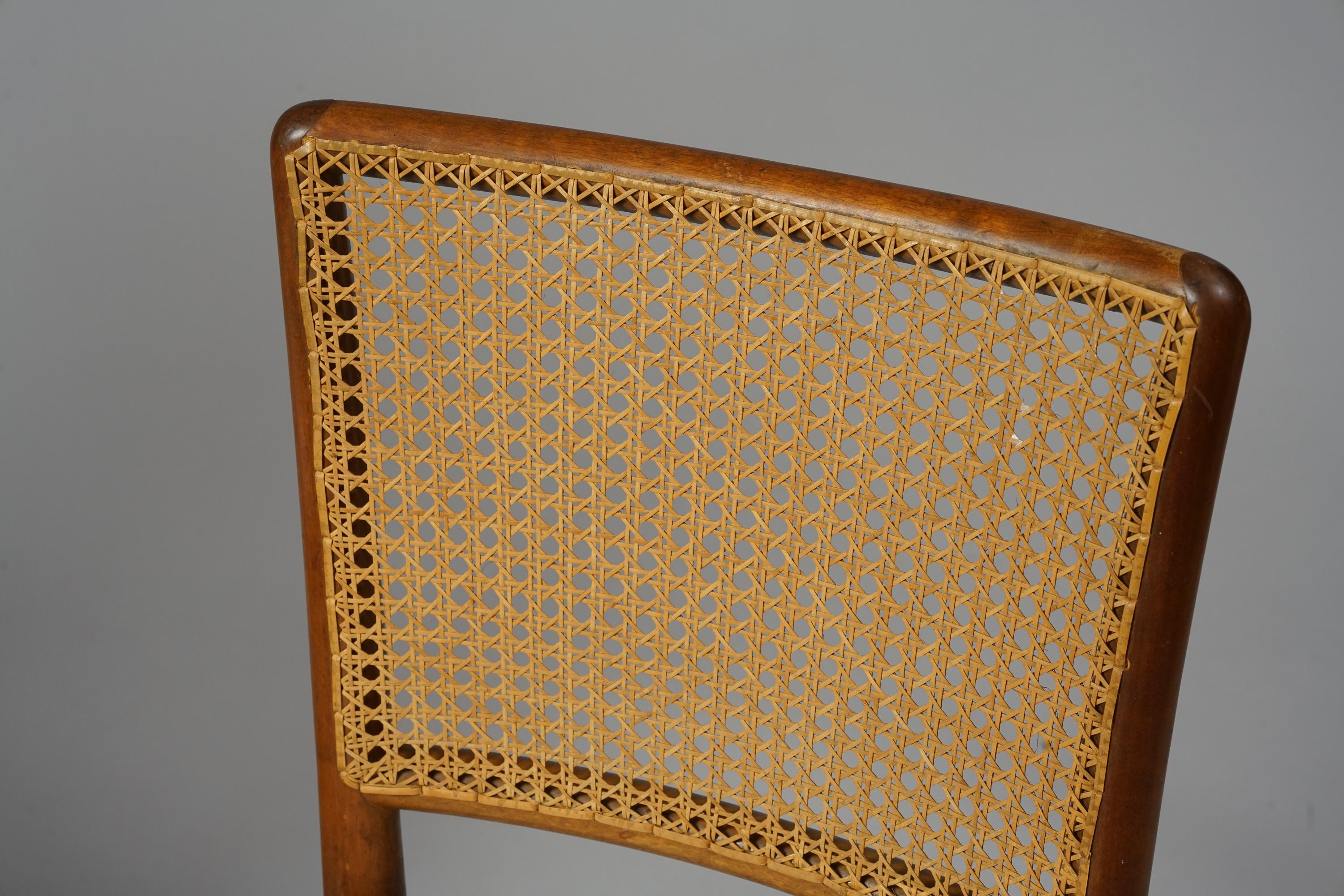 Mid-Century Modern Set of Two Finnish Birch and Rattan Chairs Produced by Wilhelm Schauman For Sale