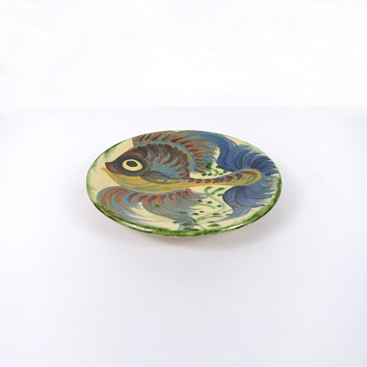 Set of Two Fish Decorated Ceramic Wall Plates by Puigdemont  3