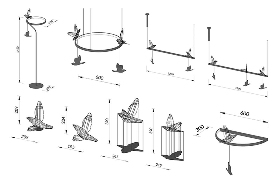 Ensemble de deux décorations « Light Shadows », sculpture en métal fabriquée à la main par SVITANOK en vente 2