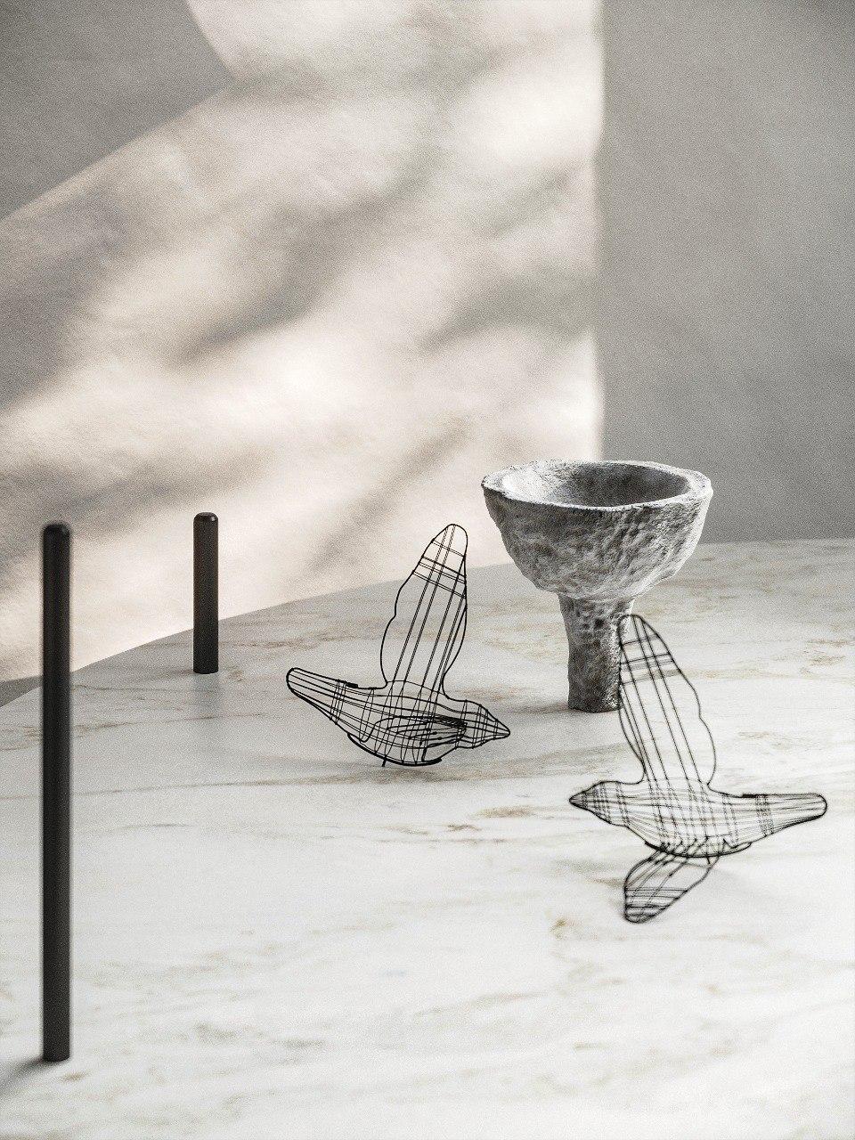 Set von zwei „Flight Shadows“-Dekoration, handgefertigte Metallskulptur von SVITANOK (Moderne) im Angebot