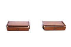 Set of Two Floating Danish Mid-Century Modern Teak Nightstands, 1960’s