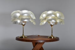 Set of Two Floral Lamps by Maison Rougier, 1970, Canada