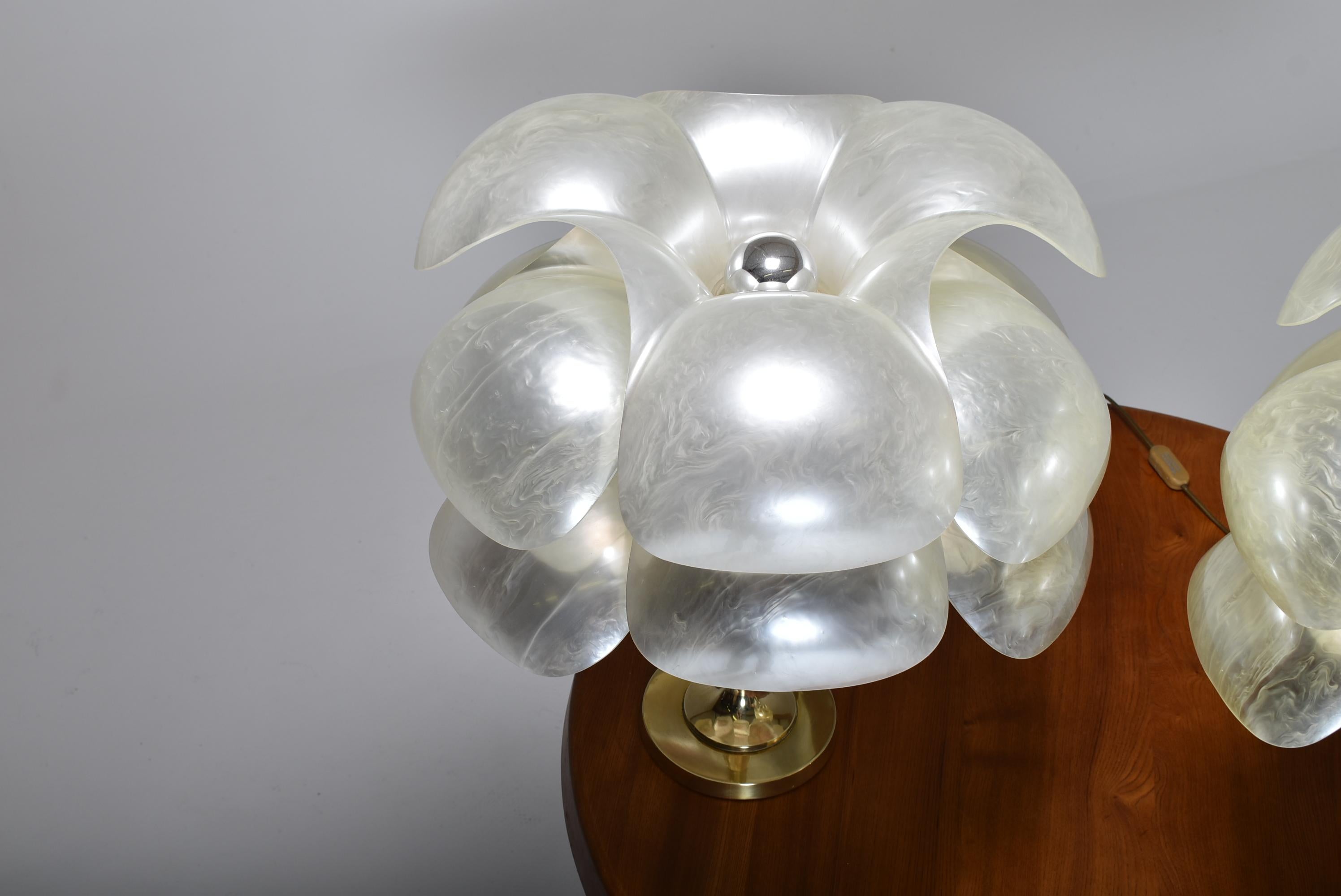 Mid-Century Modern Set of Two Floral Lamps by Maison Rougier, 1970, Canada
