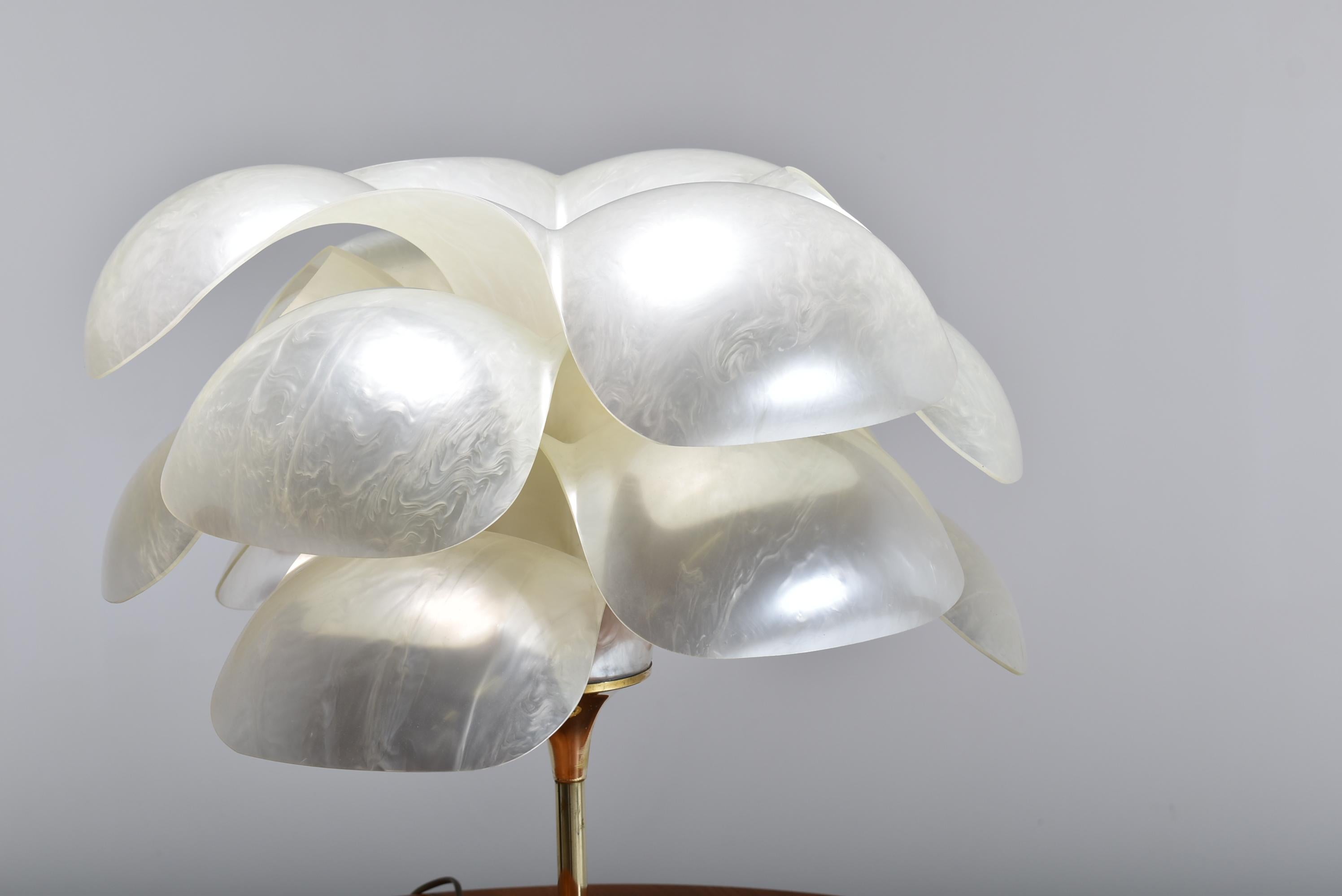 Polished Set of Two Floral Lamps by Maison Rougier, 1970, Canada