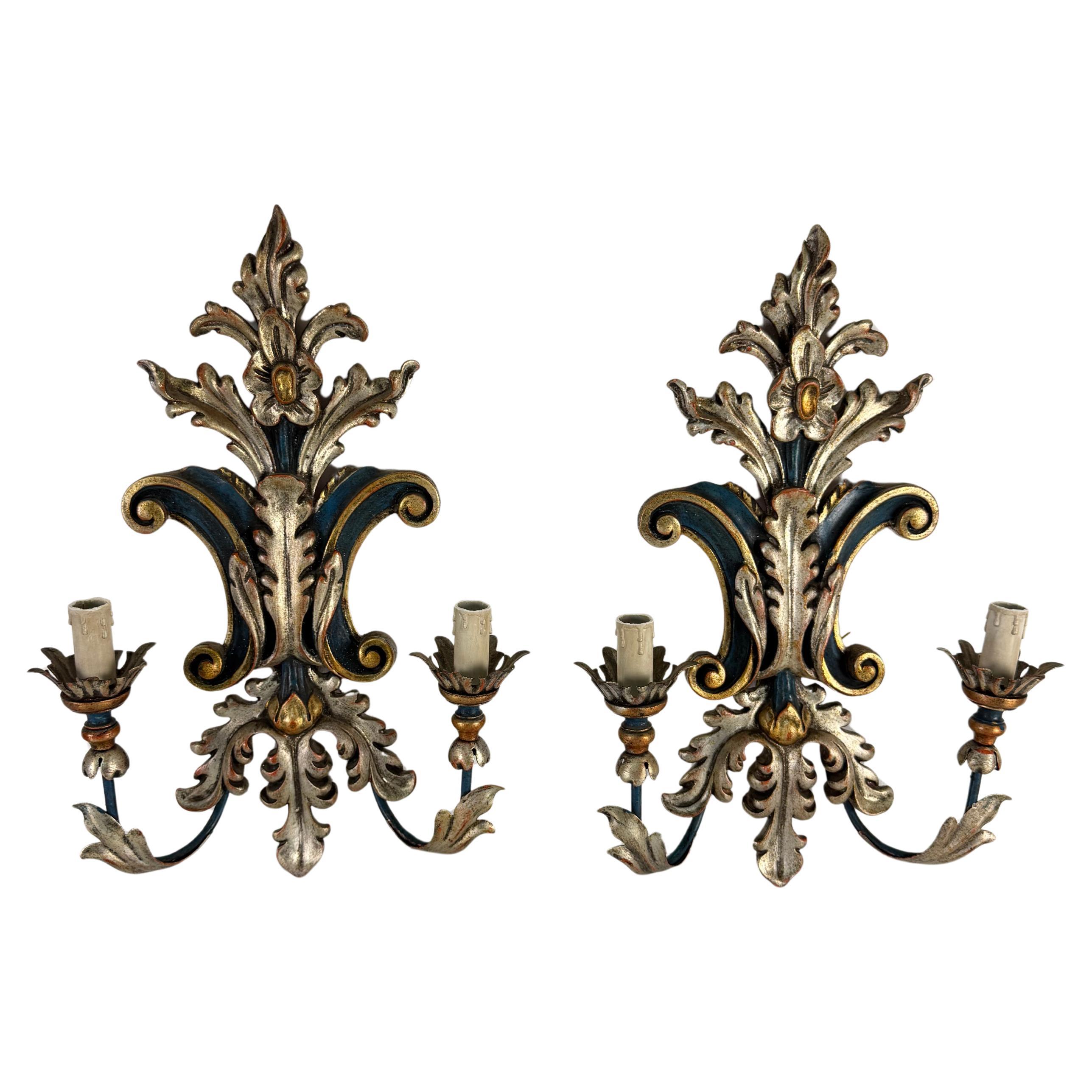 Set of two Florentine Palladio Wall Lamps, 1973 For Sale