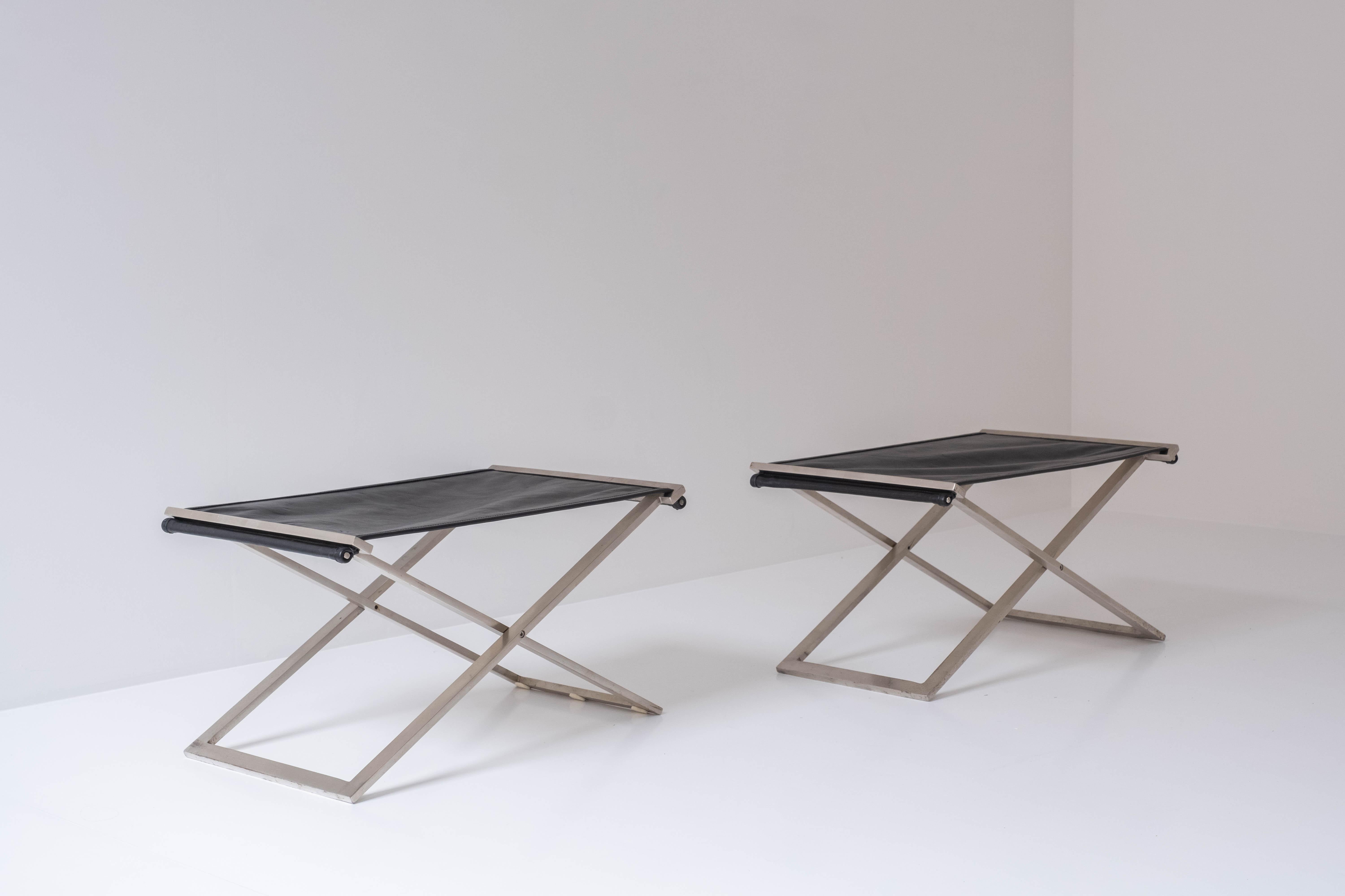 Set of Two Folding Stools from Denmark, Designed in the, 1960s In Good Condition In Antwerp, BE