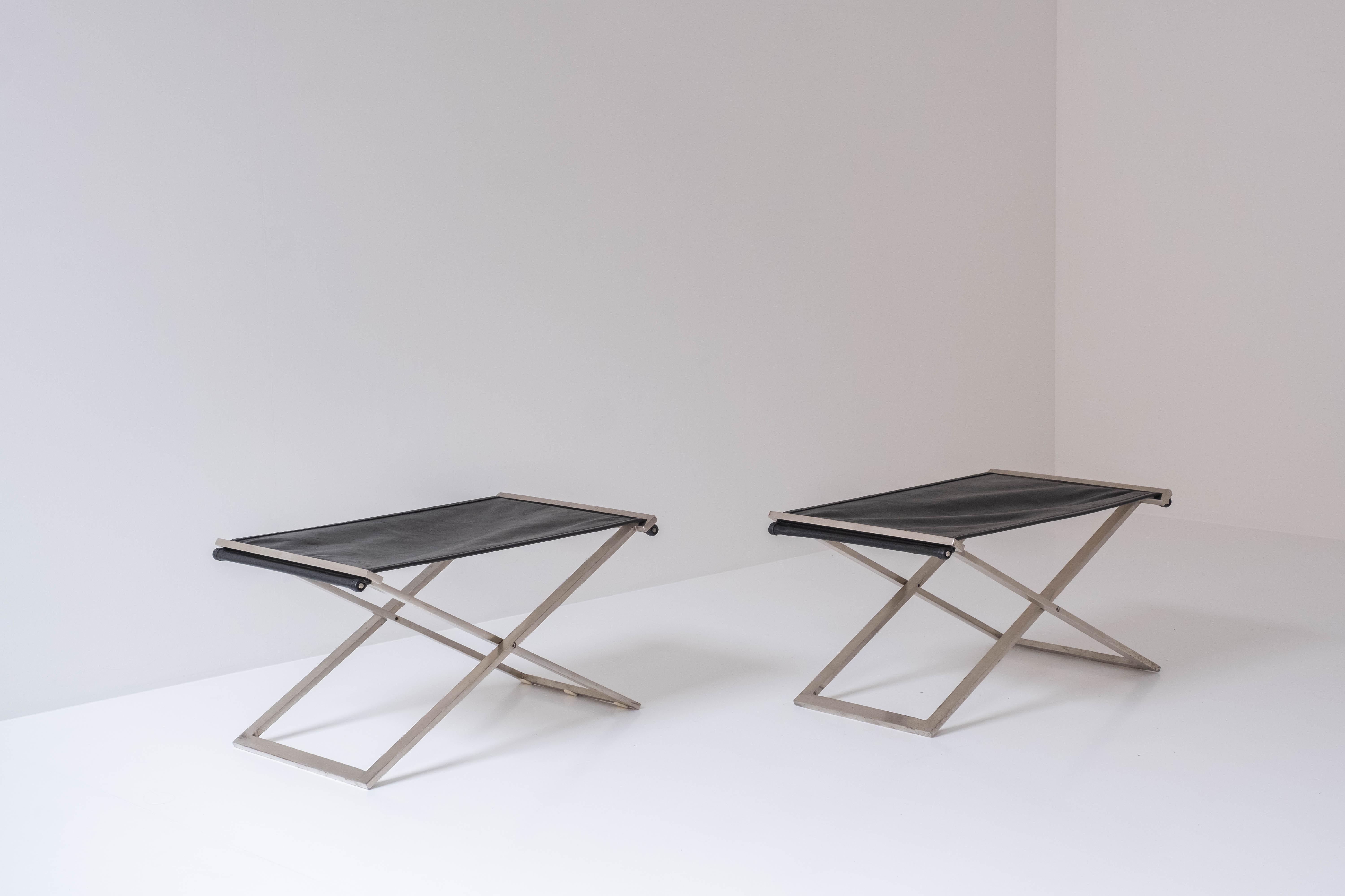 Mid-20th Century Set of Two Folding Stools from Denmark, Designed in the, 1960s
