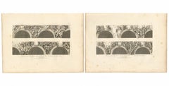 Ensemble de deux gravures représentant des fresques de Fontainebleau d'après Primaticcio, par Baltard, 1803