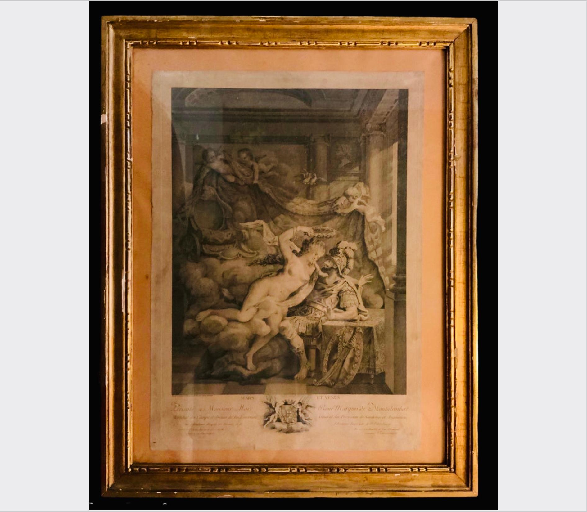 20th Century Set of Two Framed French Engraved Art Print