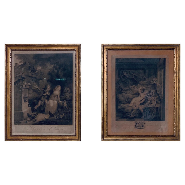 Set of Two Framed French Engraved Art Print For Sale at 1stDibs