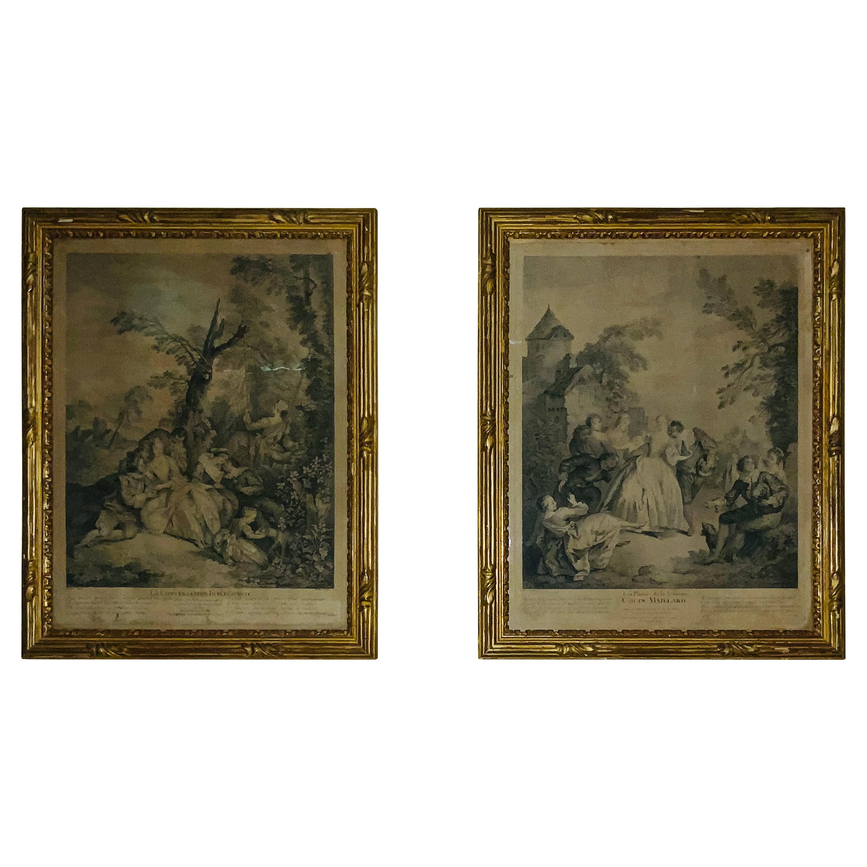 Set of Two Framed French Engraved Art Prints