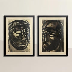 Set of Two Framed Sylvia Schuster Portraits