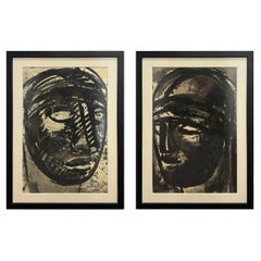 Conjunto de dos retratos de Sylvia Schuster enmarcados