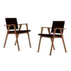 Set of Two Franco Albini Luisa Chairs, Wood and Fabric by Cassina