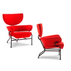 Set of Two Franco Albini Tre Pezzi Armchairs by Cassina