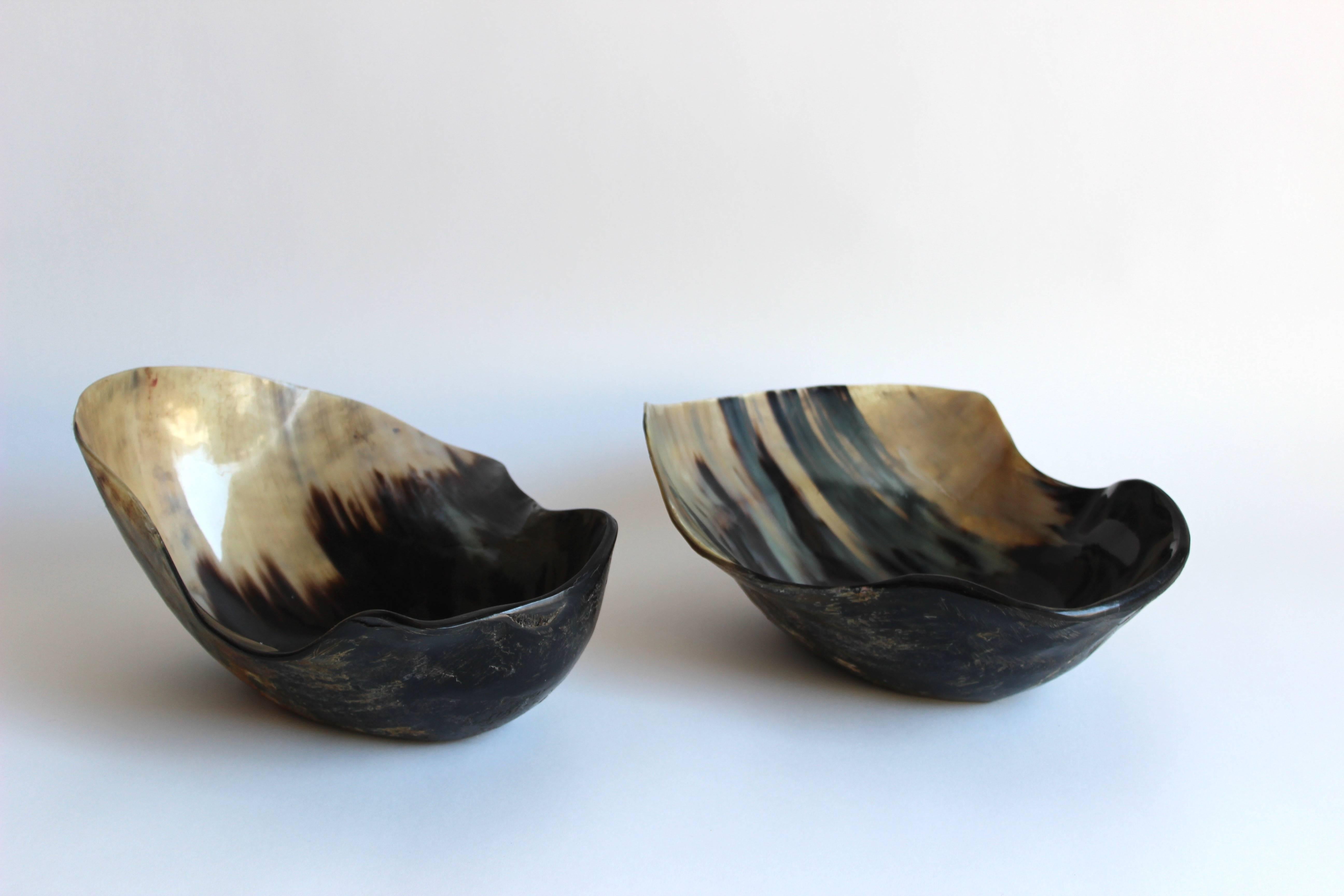 20th Century Set of Two Free-Form Horn Bowls