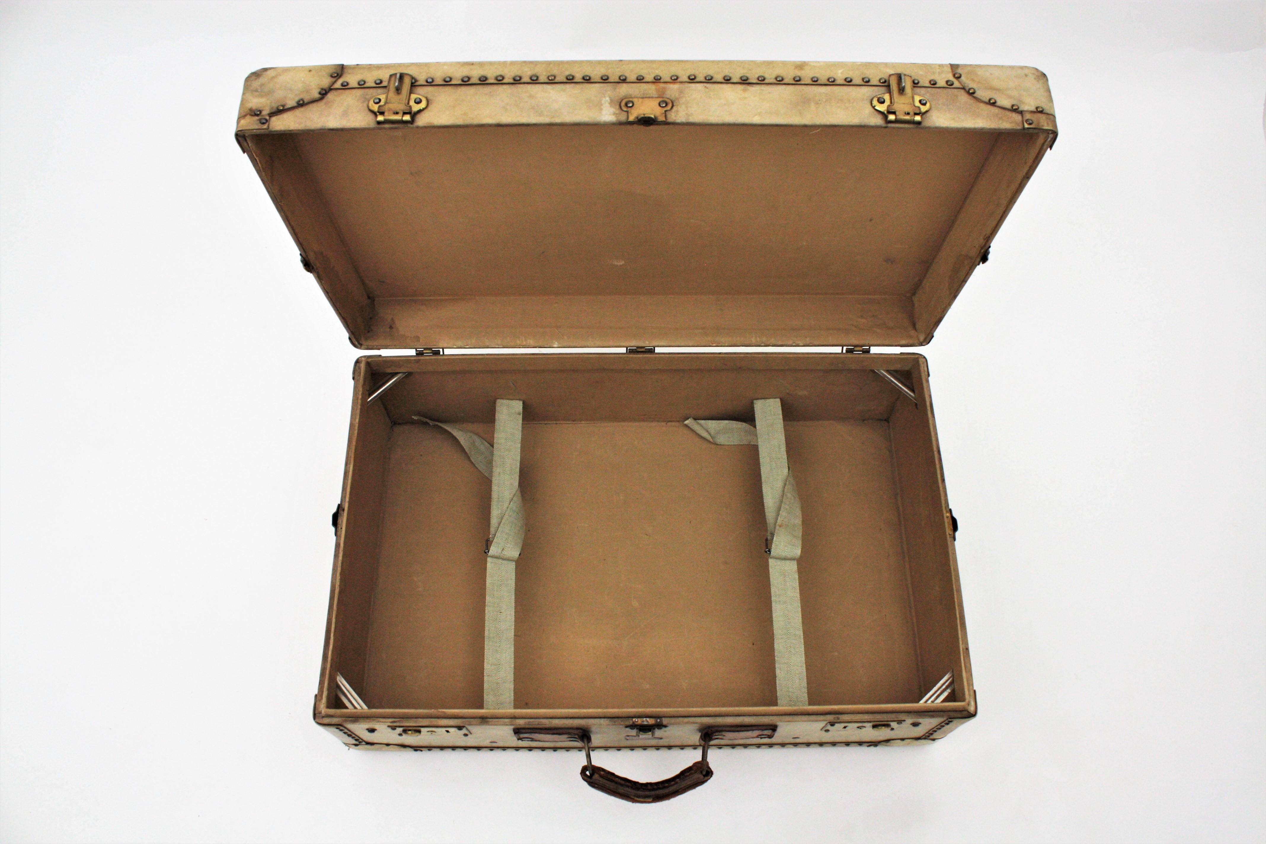 French Parchment / Vellum Suitcases as Side Table For Sale 3