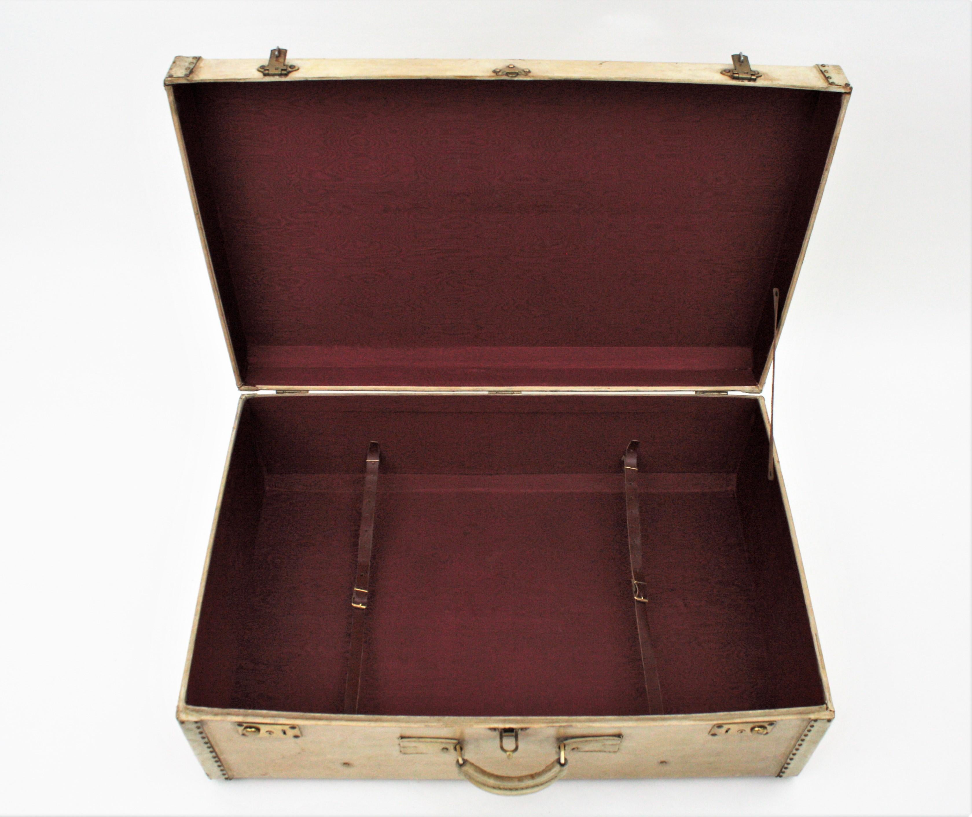 20th Century French Parchment / Vellum Suitcases as Side Table For Sale