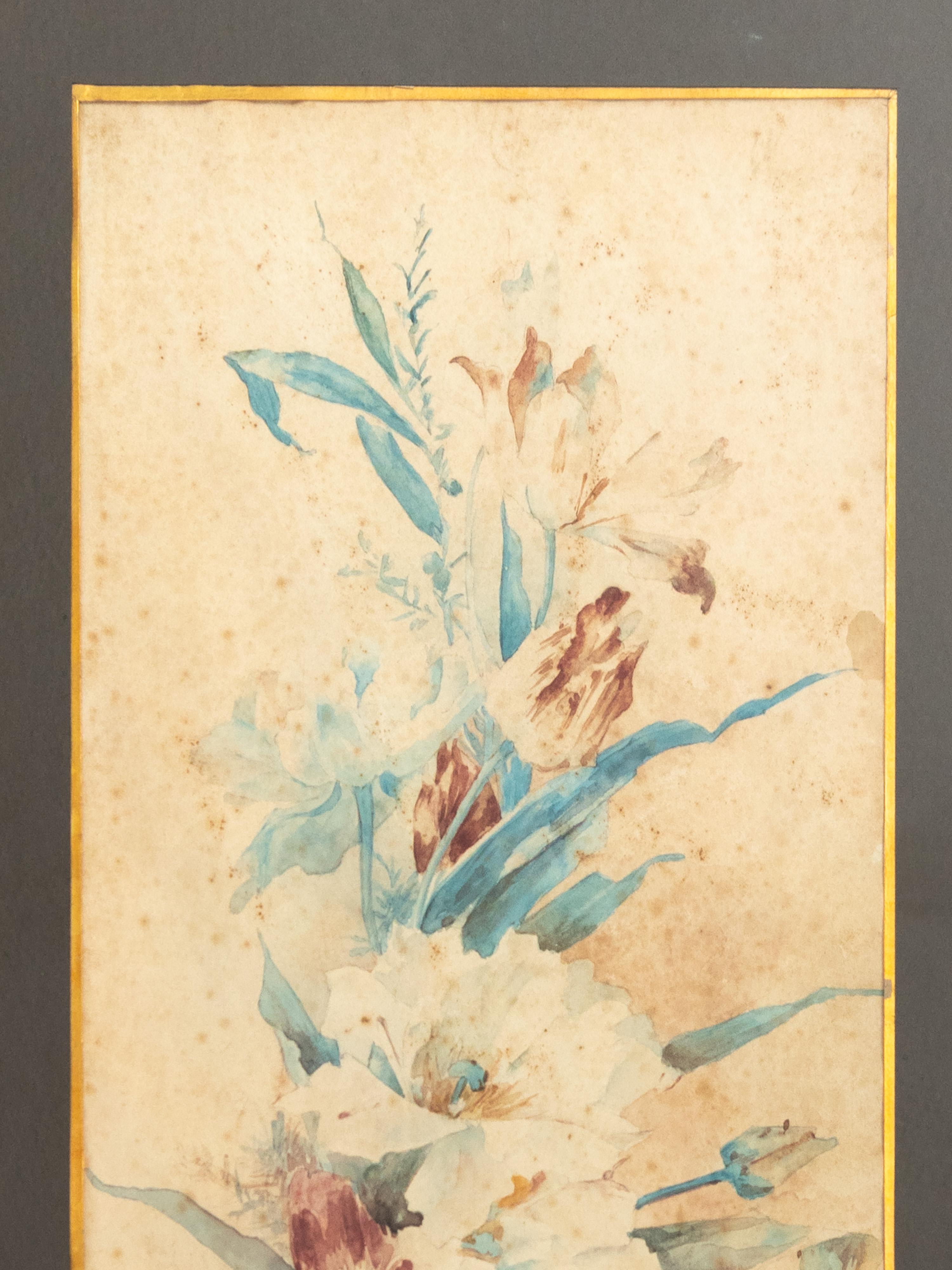 Set Of Two French Botanical Watercolors, 1909, 20th Century For Sale 3