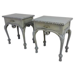 Set of two French Country-style Night Stands with rope details, 1970