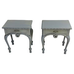 Set of two French Country-style Night Stands with rope details, 1970