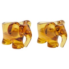 Set of Two French Crystal Elephants, circa 1960