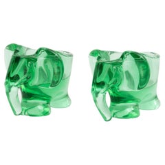 Used Set of Two French Crystal Elephants, circa 1960