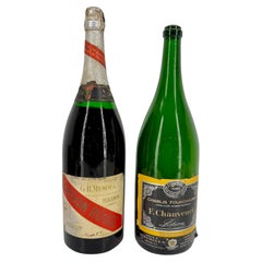 Vintage Set of Two French Giant Champagne Wine Bottles, Gordon Rouge and Chauvenet