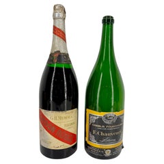 Juego de dos botellas gigantes francesas de champán, Gordon Rouge y Chauvenet