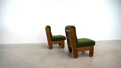 Set of two French green lounge chairs