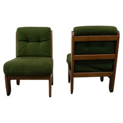 Set of two French green lounge chairs