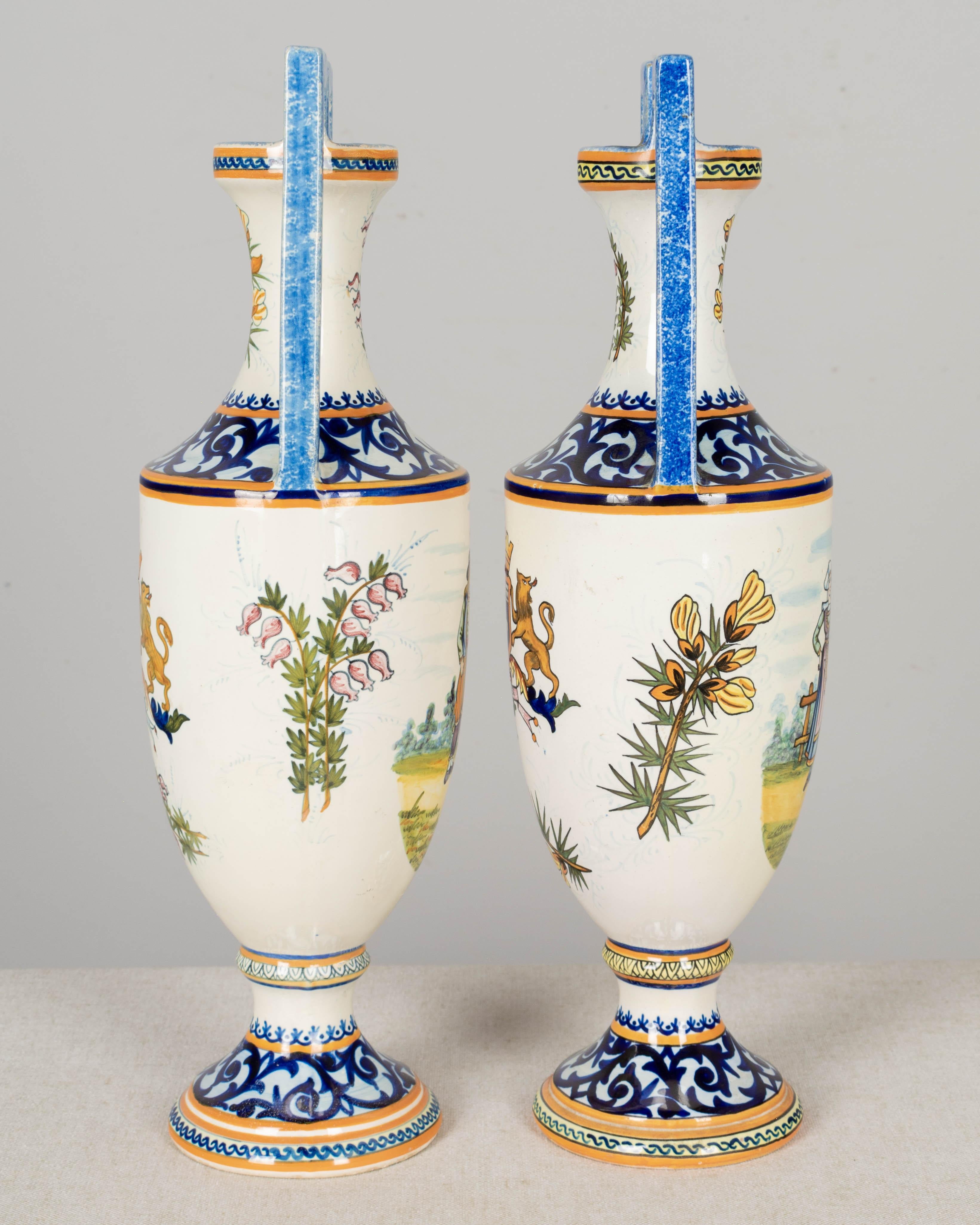 Set of Two French Henriot Quimper Faience Vases In Good Condition In Winter Park, FL
