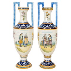 Set of Two French Henriot Quimper Faience Vases