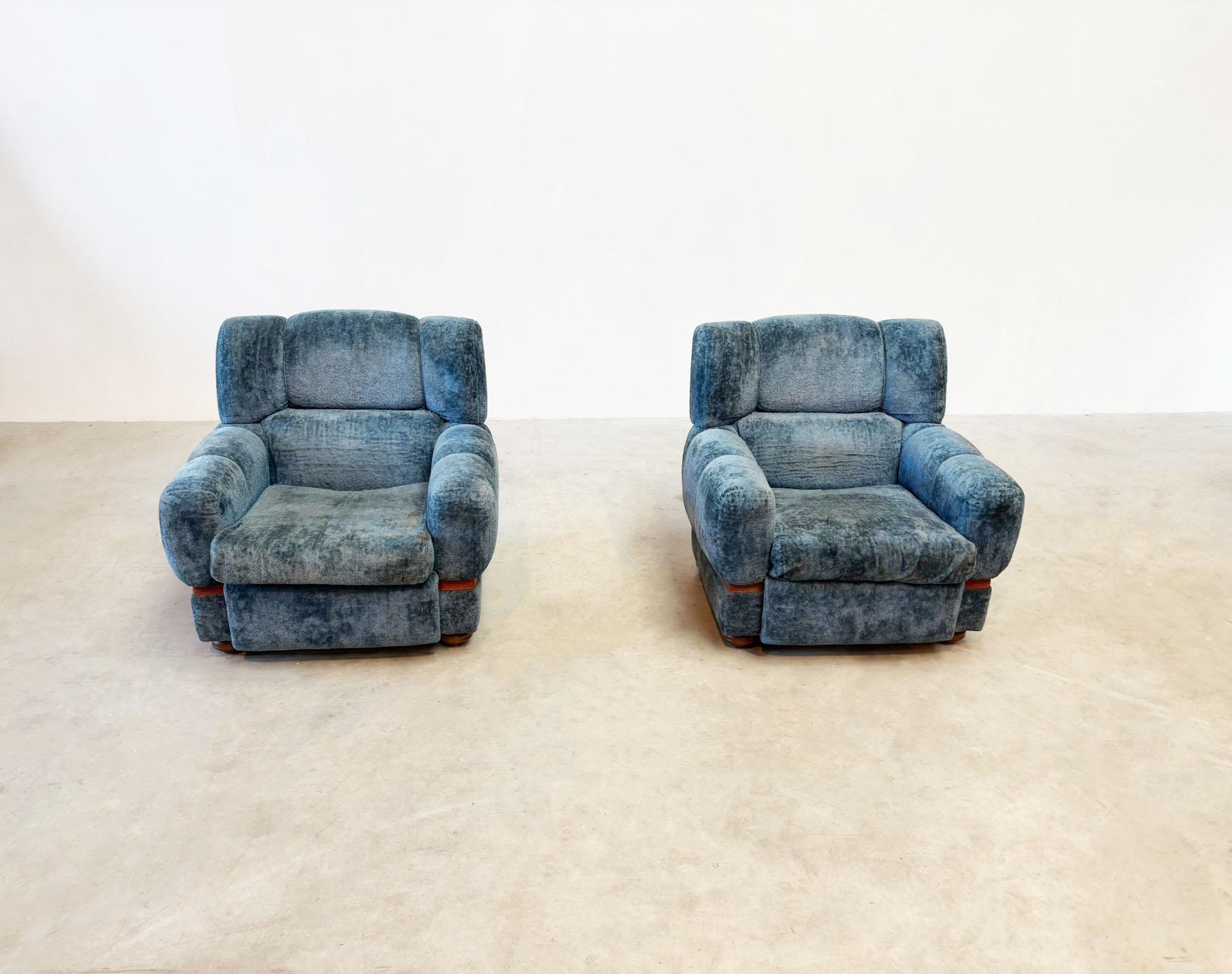 Set aus zwei französischen Loungesesseln im Angebot 1