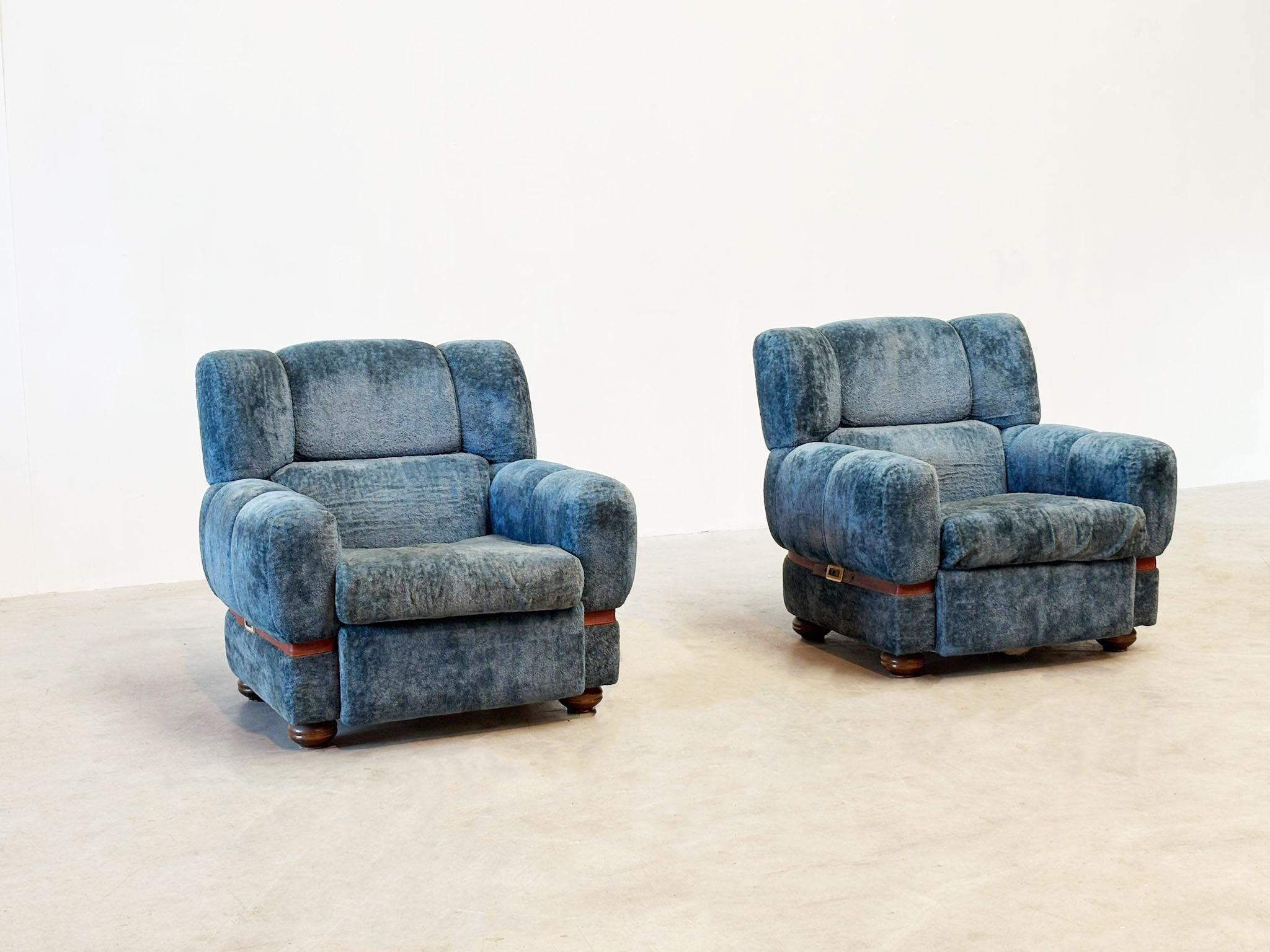 Set aus zwei französischen Loungesesseln im Angebot 2