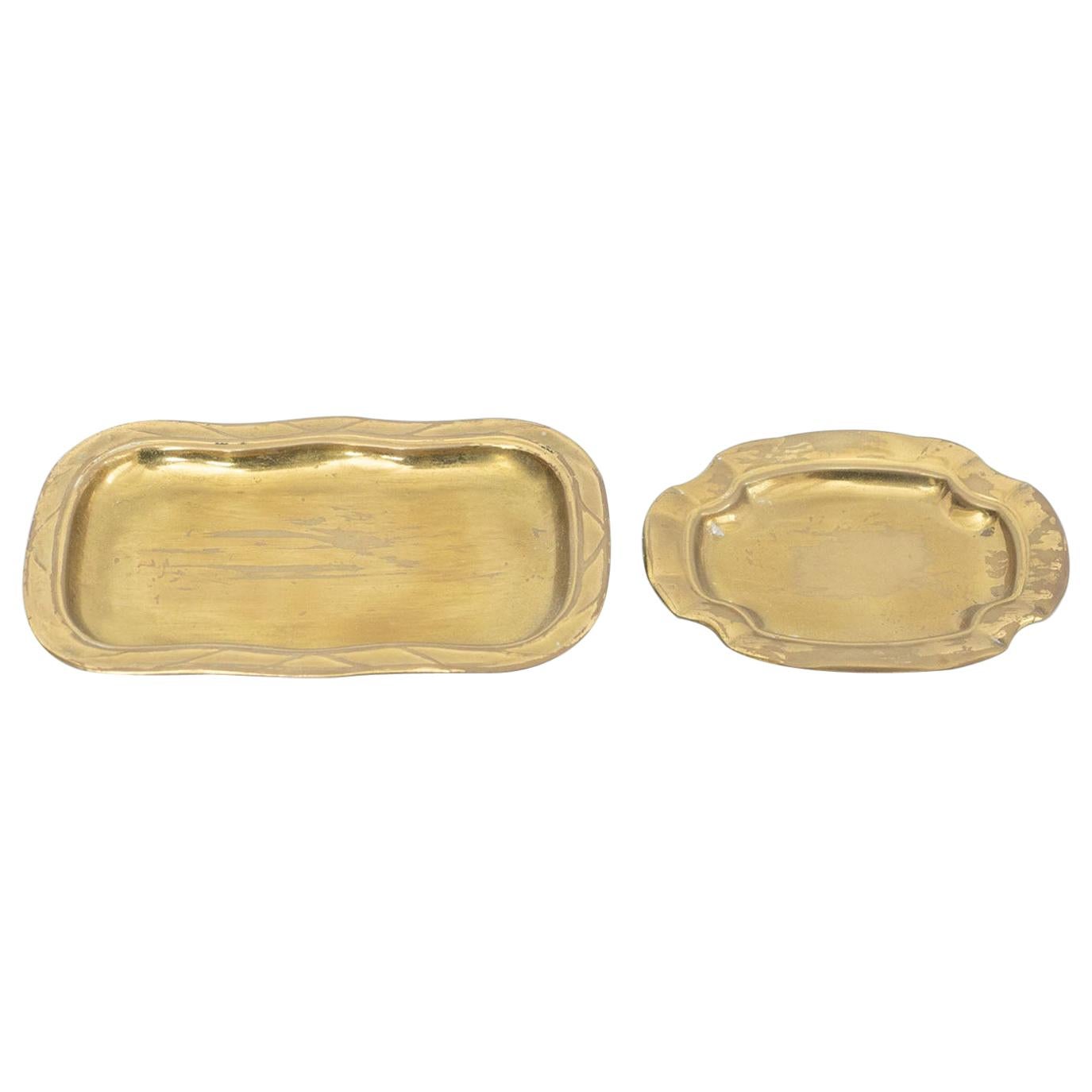 Set of Two French Metal Ashtray, circa early 20th Century