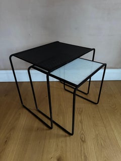 Pair of Mid-Century Modern French Pierced Metal Side Tables, c.1950s