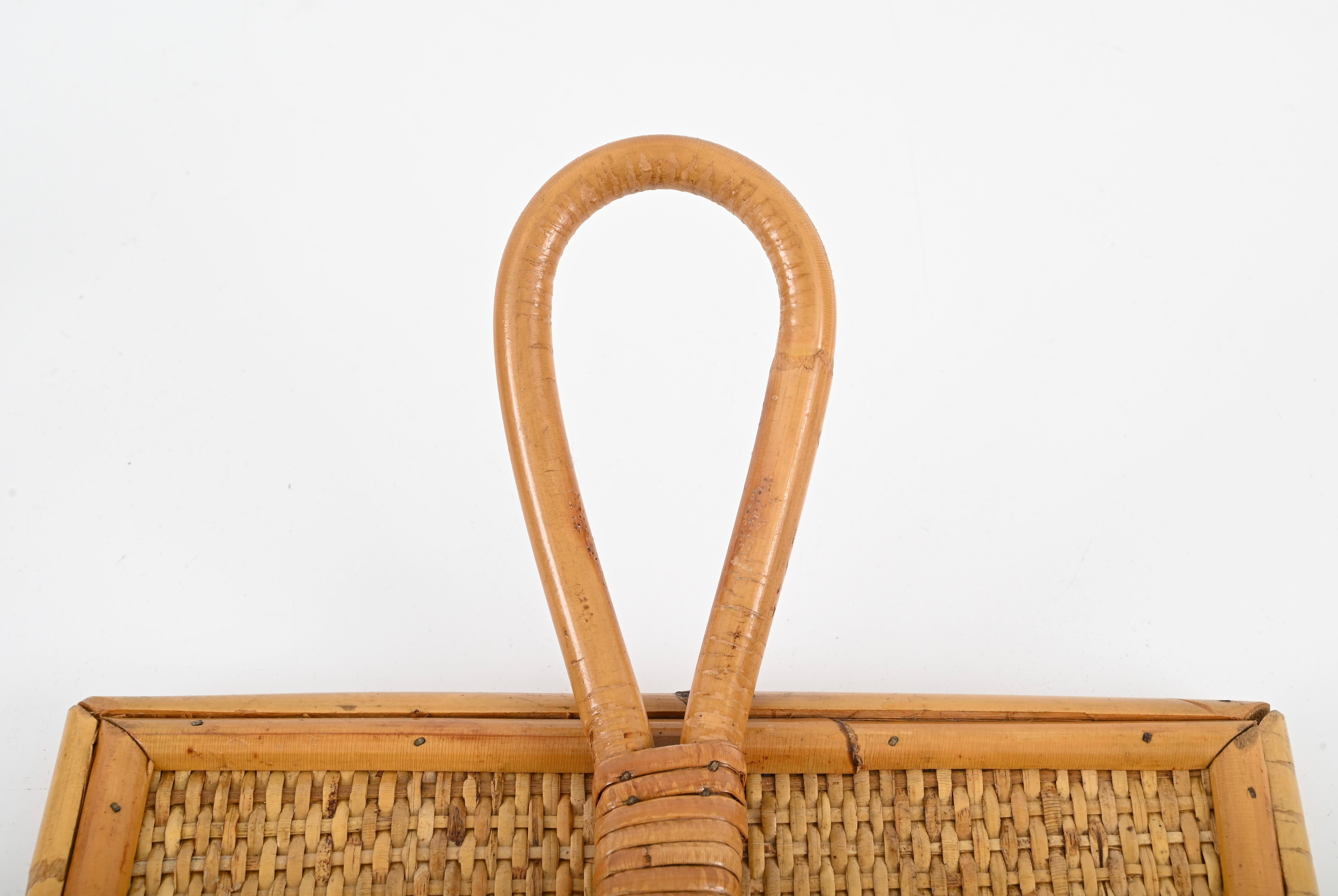 Set of Two French Riviera Coat Hooks in Rattan and Bamboo, Italy 1960s In Good Condition In Roma, IT