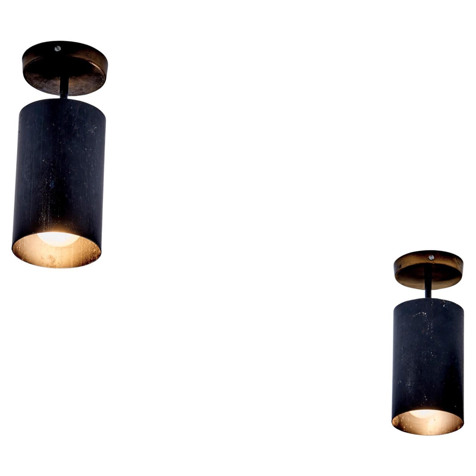Set of Two French Spots in Brass and Black by Parscot