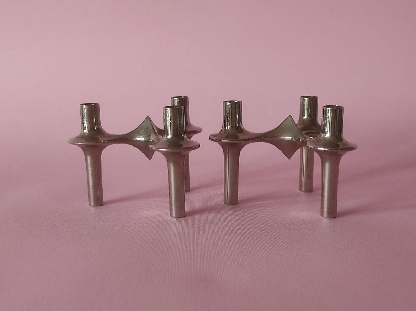 Mid-Century moderno Set di due portacandele Fritz Nagel di BMF in vendita