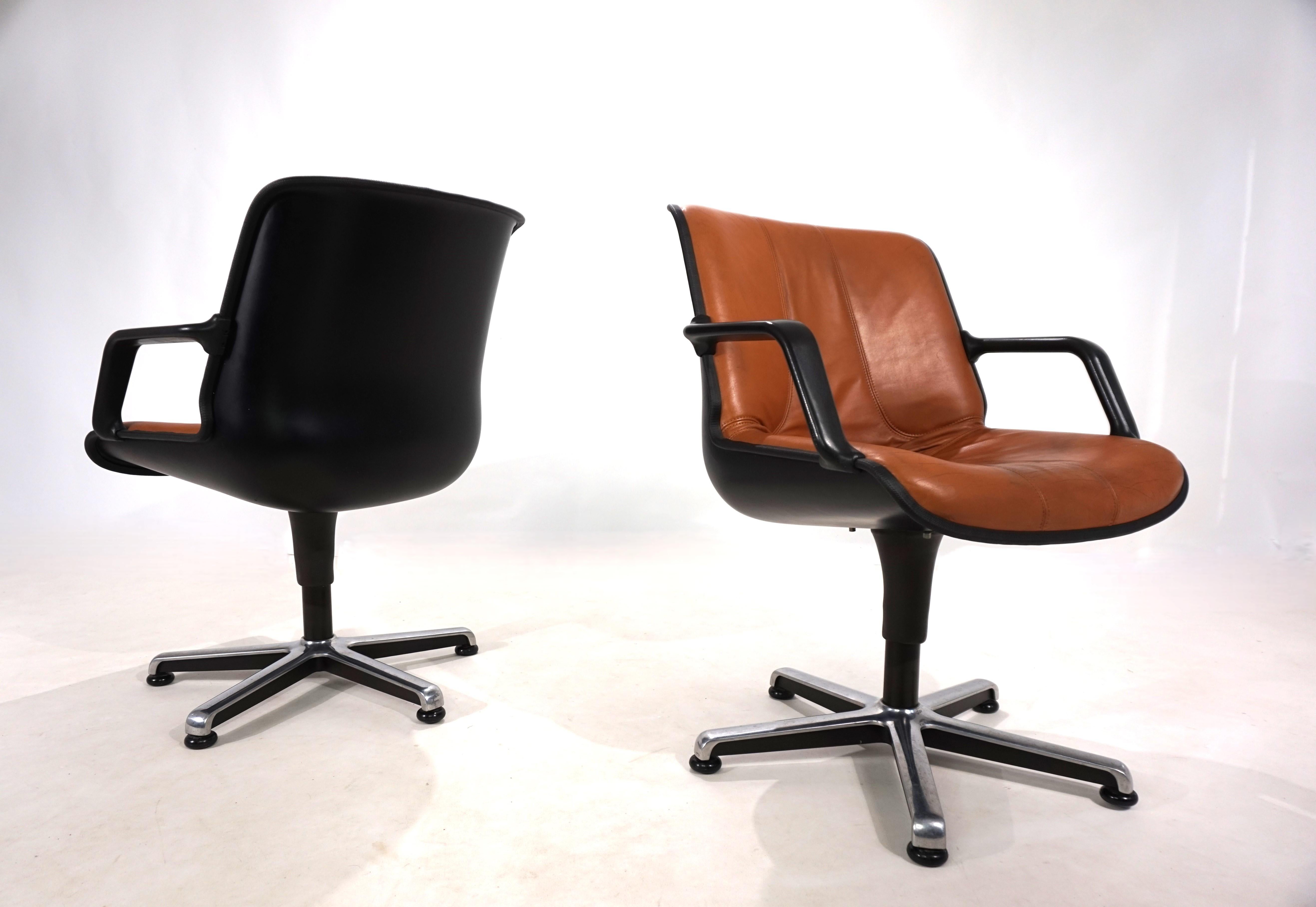 Pelle Set di due sedie da ufficio Fröscher di Burkhard Vogtherr, 1970 in vendita