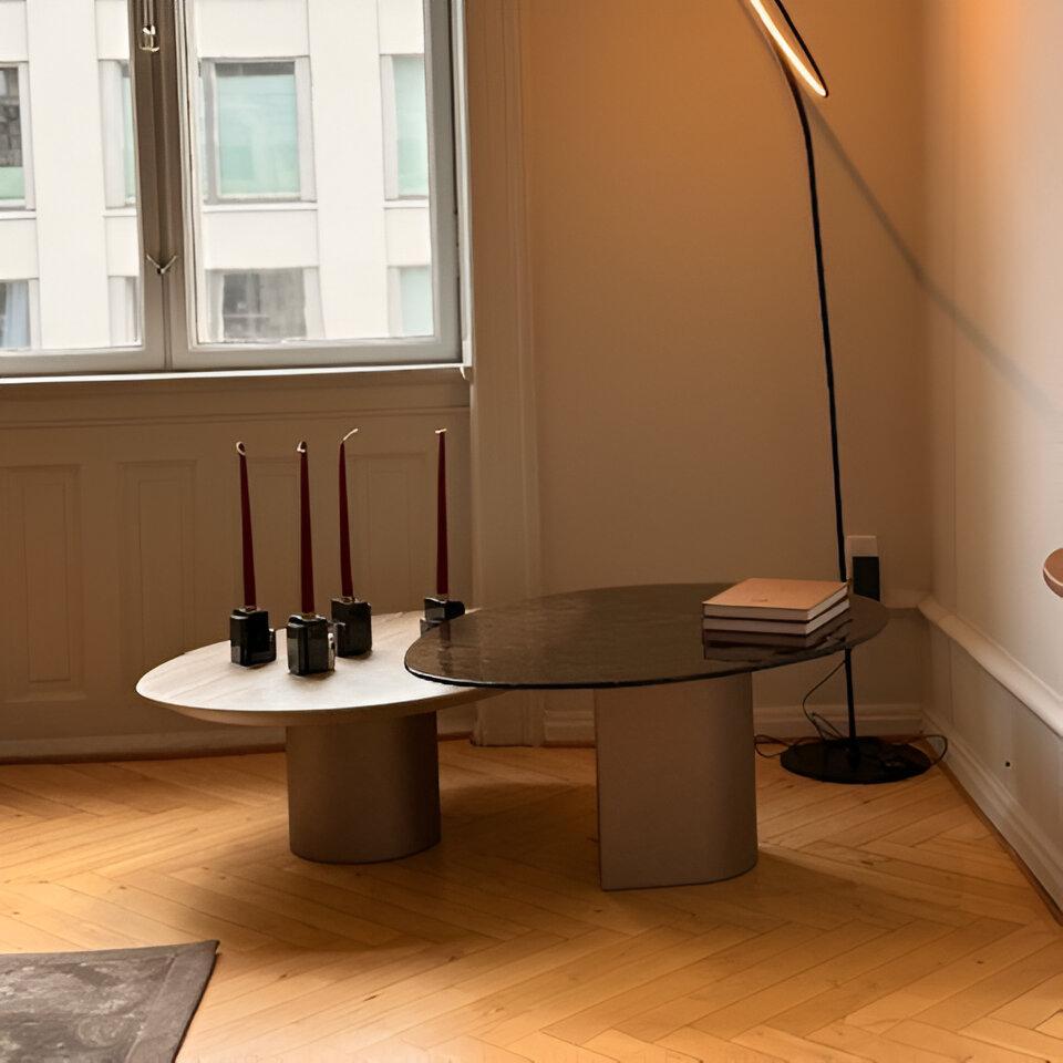 Set of Two Frosted Glass Low Tables with Custom Lacquered Metal Base For Sale 3