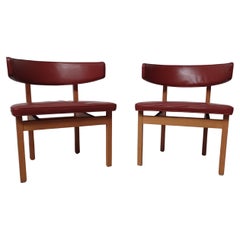 Conjunto de dos sillones daneses Borge Mogensen de roble totalmente restaurados y personalizables