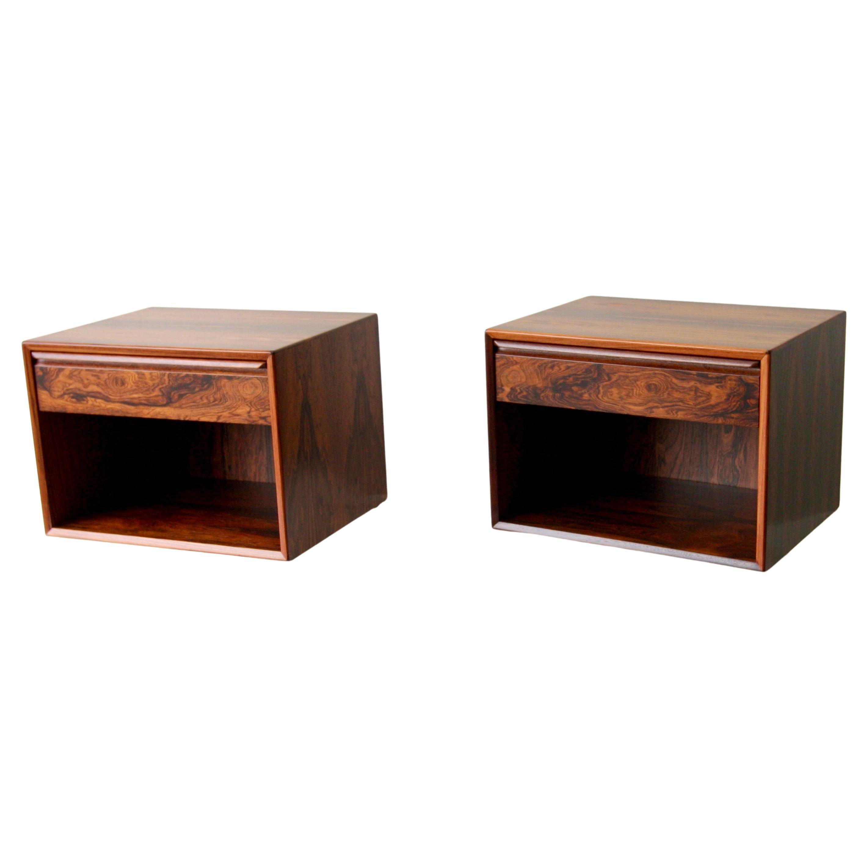  Set of Two Fully Restored Westnofa Danish Floating Rosewood Nightstands