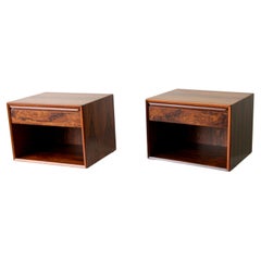  Set of Two Fully Restored Westnofa Danish Floating Rosewood Nightstands