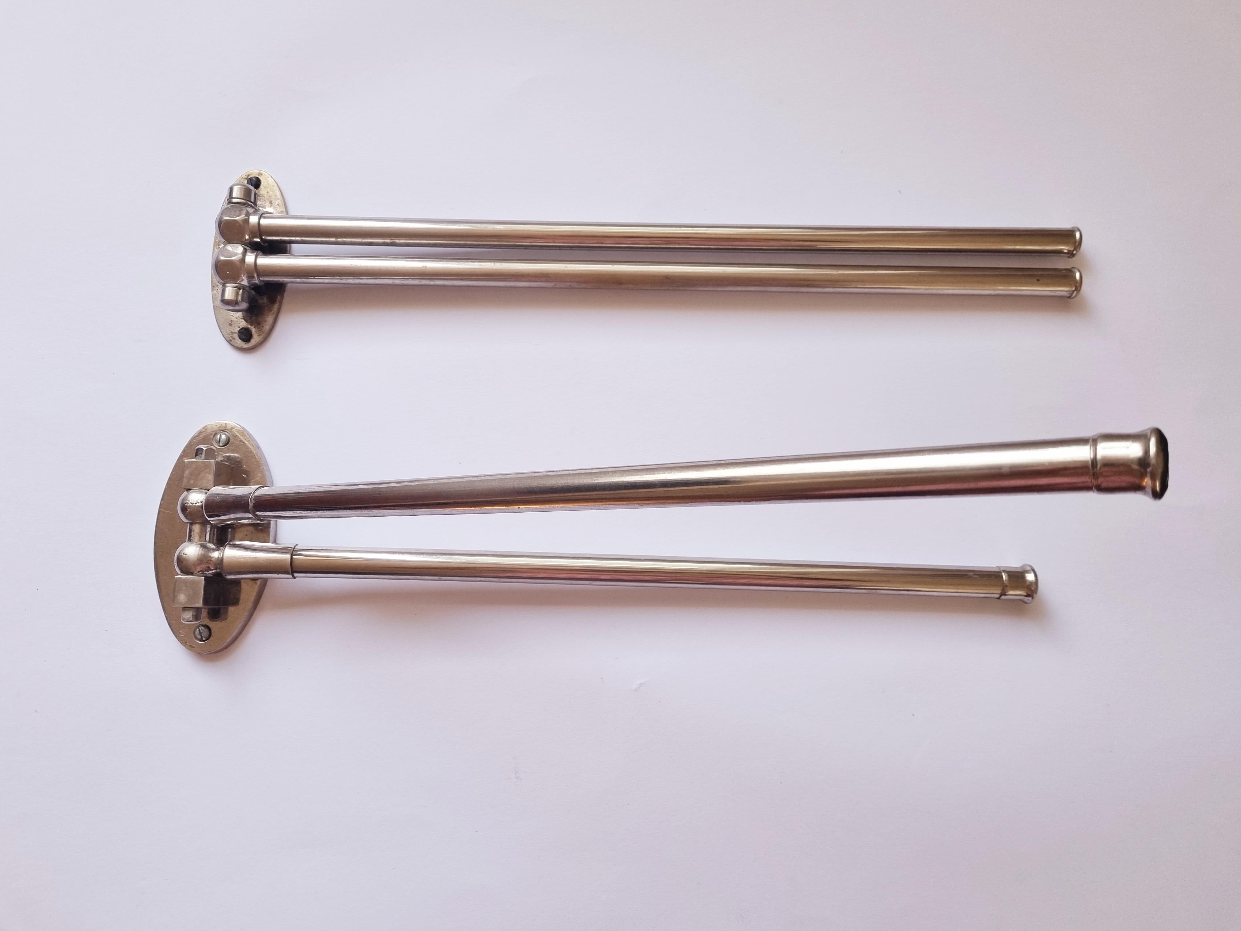 Set of Two Functionalism, Art Deco Chrome Towel Holders, 1930s For Sale 6