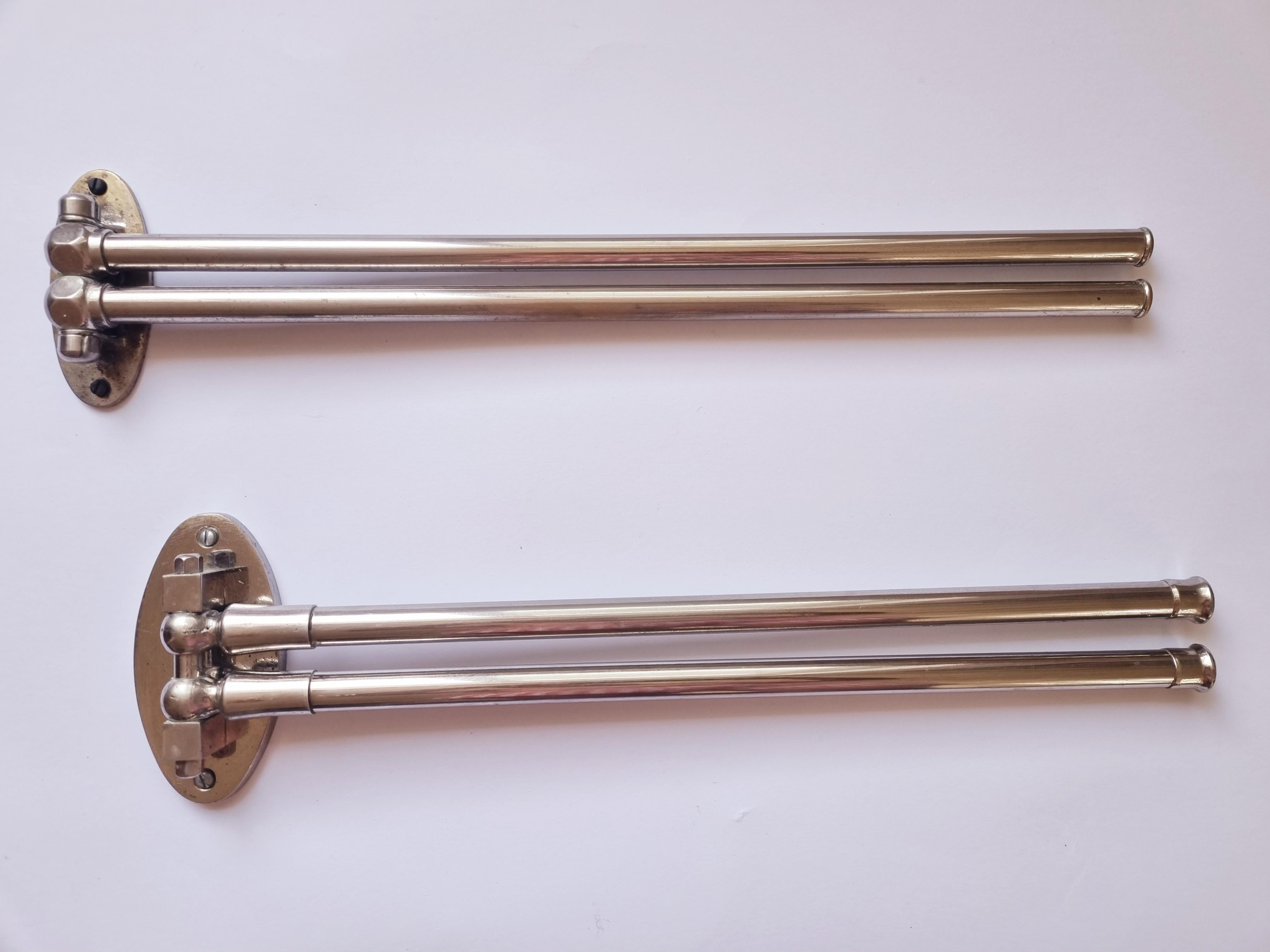 Austrian Set of Two Functionalism, Art Deco Chrome Towel Holders, 1930s For Sale